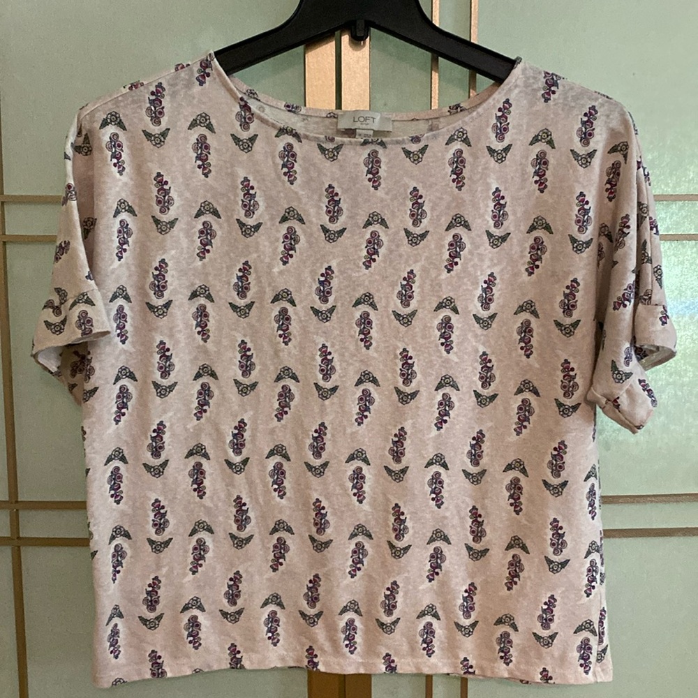 Loft floral, short sleeve top, size Medium